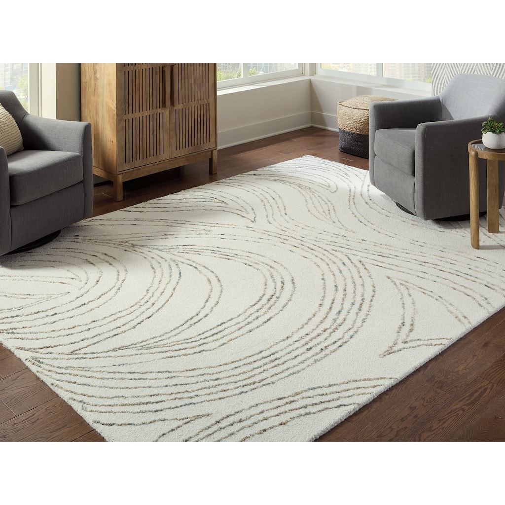 Signature Design by Ashley Deenbury White/Brown 7'8" x 10' Area Rug - 92" W x 120" D x 0.2" H