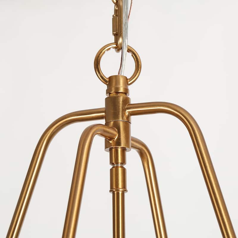 Dsmll Mid-century Modern 4-Light Chandelier Black Gold Lantern Pendant Lights for Dining Room