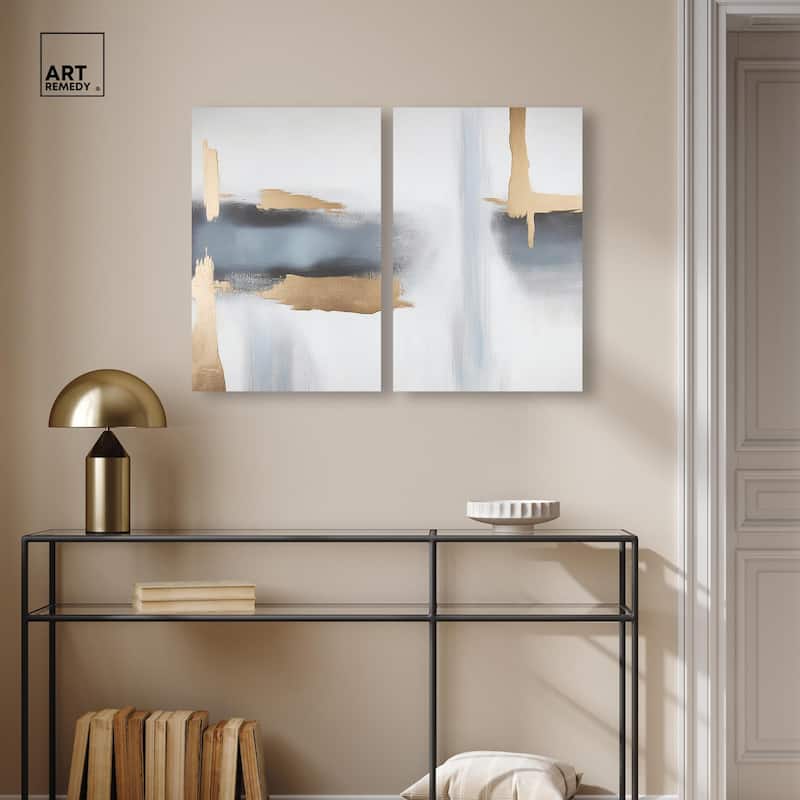 Visual Gold Vortex I Canvas Set of 2 by Art Remedy, Gallery Wrapped