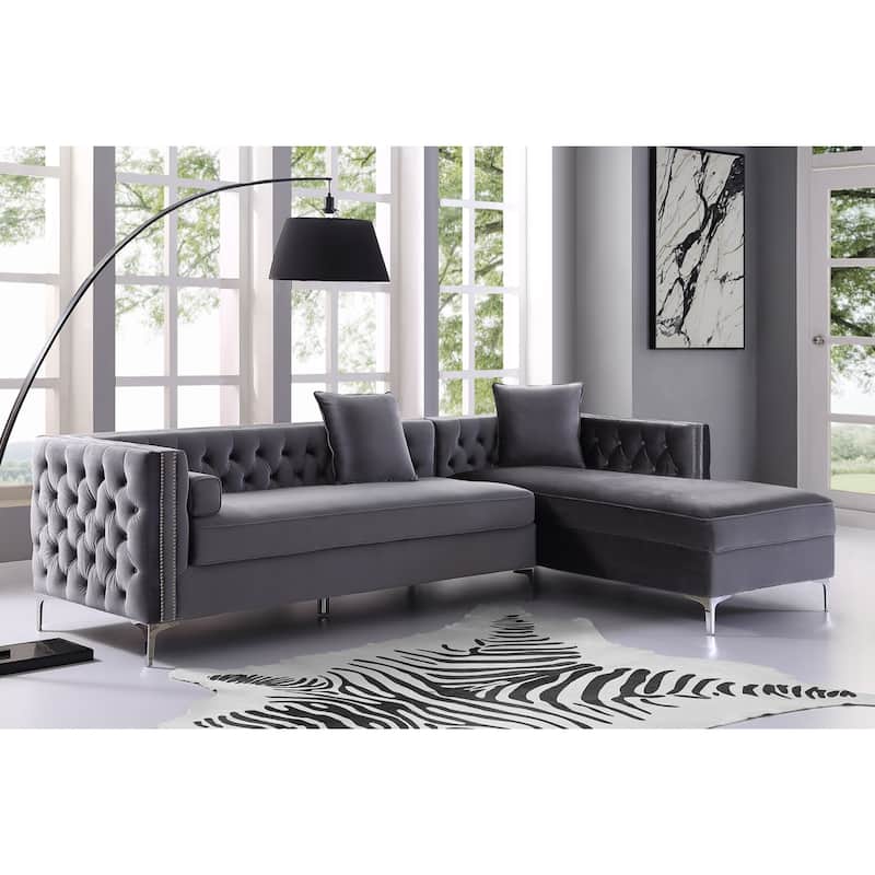 Dante Velvet Chaise Sectional Sofa