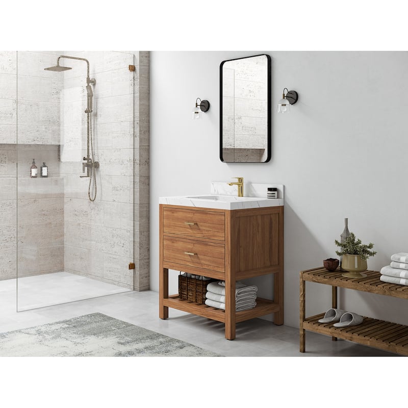 Willow Collections 30 in. W x 22 in. D Parker Solid Teak Single Sink Bathroom Vanity with Countertop