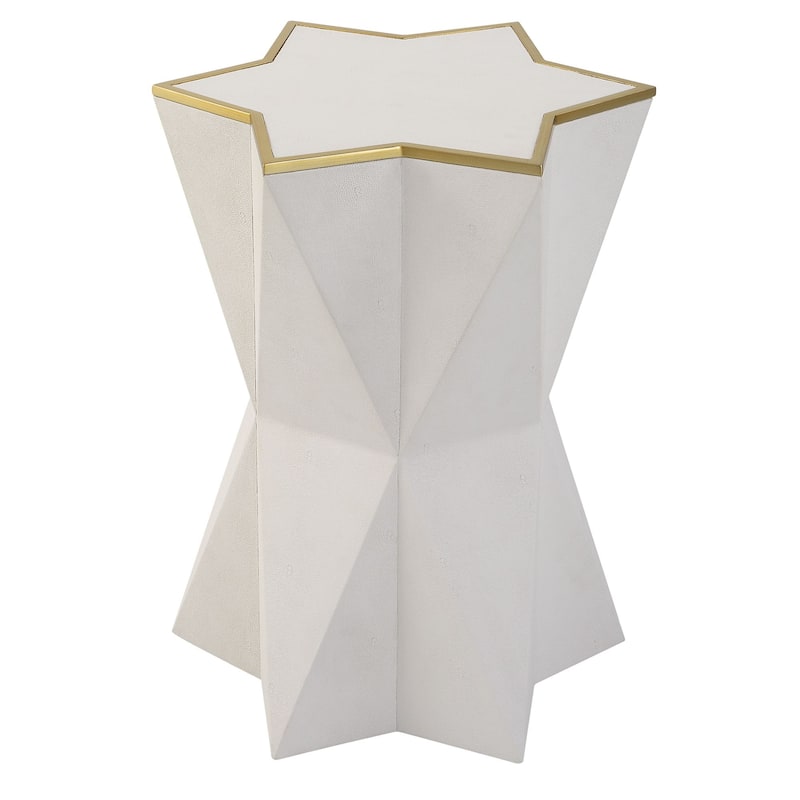 Star Shaped End Accent Table - 22" - White and Gold