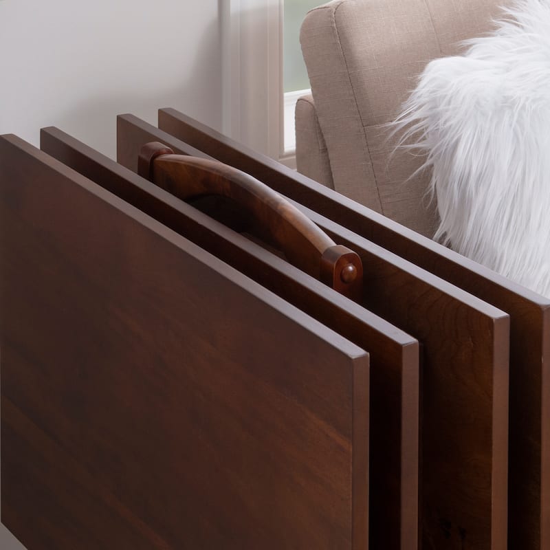 Linon Alston 5-Piece Folding TV Snack Tray Table Set with Storage