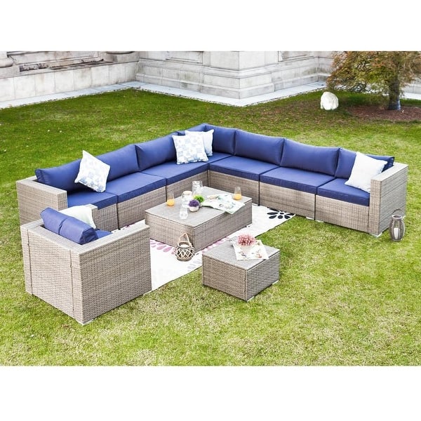 Patio Festival 10 Piece Outdoor Modular Sectional Sofa Set Overstock 19387402 Blue