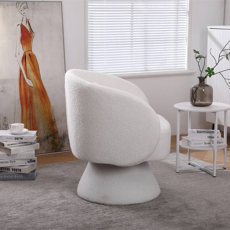 Round Fabric Swivel Accent Chair