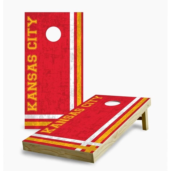 slide 2 of 7, Kansas City Chiefs Multi Stripe Cornhole Game (Choose Wraps or Boards) 2x4 Boards (24" x 48") - Include ALL Accessories