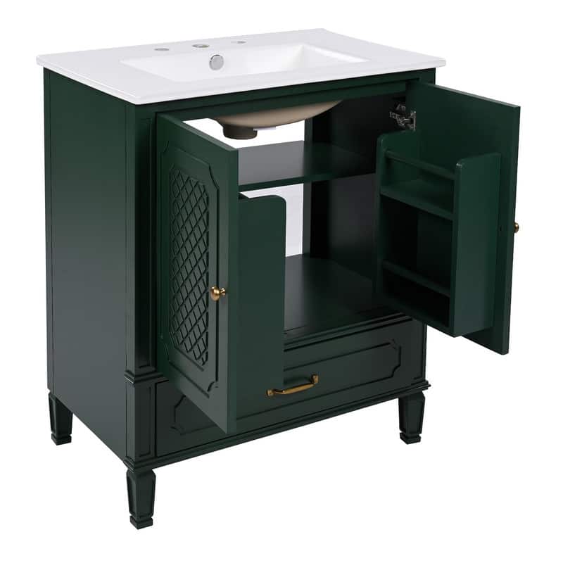 30" Bathroom Vanity with Sink, Door Shelf, Soft-closing Door