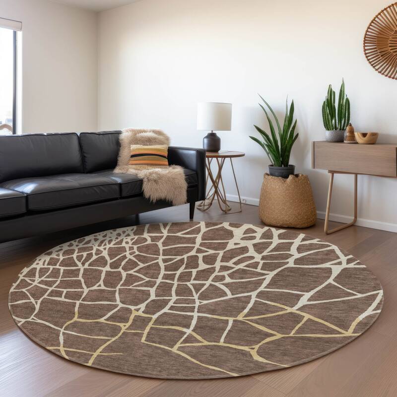 Premium Washable Super Soft Contemporary Webby Mayfield Rug - Brown - 8' x 8'