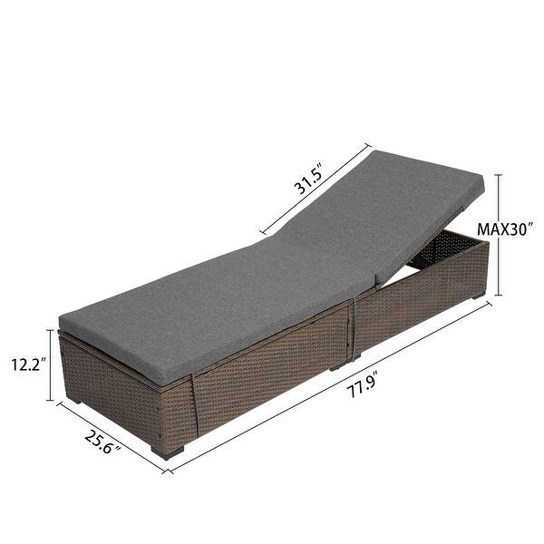 Kinbor Outdoor Adjustable Cushioned Wicker Chaise Lounge Bed Bath