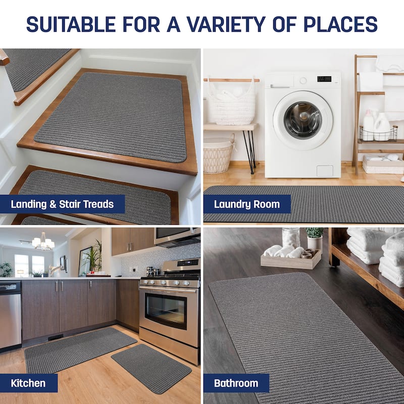 Beverly Rug Non Slip Washable Kitchen Rugs and Mats 2 Piece Set, 48"x20" + 30"x20"