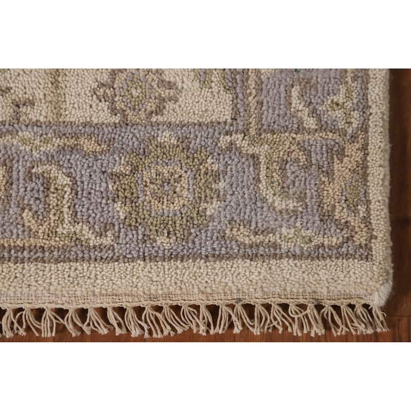 Beige Oushak Oriental Runner Rug Handmade Wool Carpet - 2'7"x 10'0"