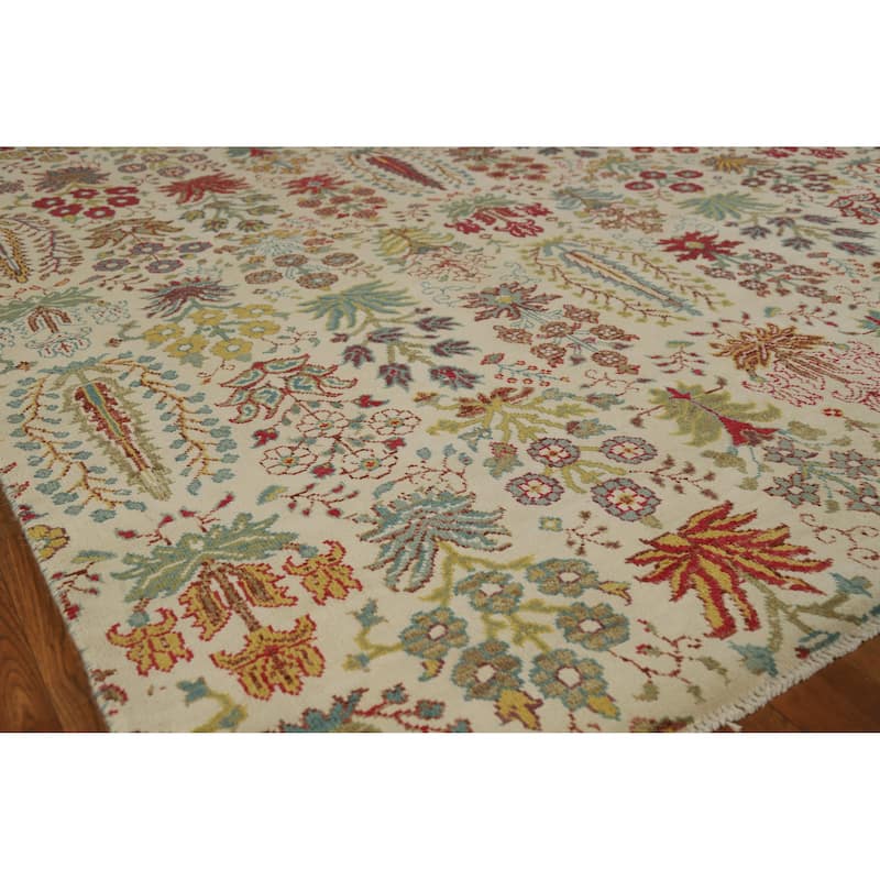 Hand Knotted Oriental 100% Wool Carpet Traditional All-Over Beige & Ivories Ziegler Area Rug - 7' 7'' X 5' 7''