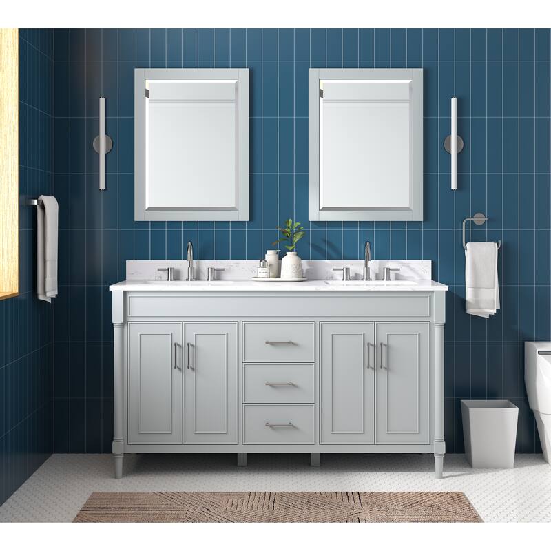 Avanity Bristol 61 in. Bath Vanity in Light Gray finish and Cala White Engineered Top