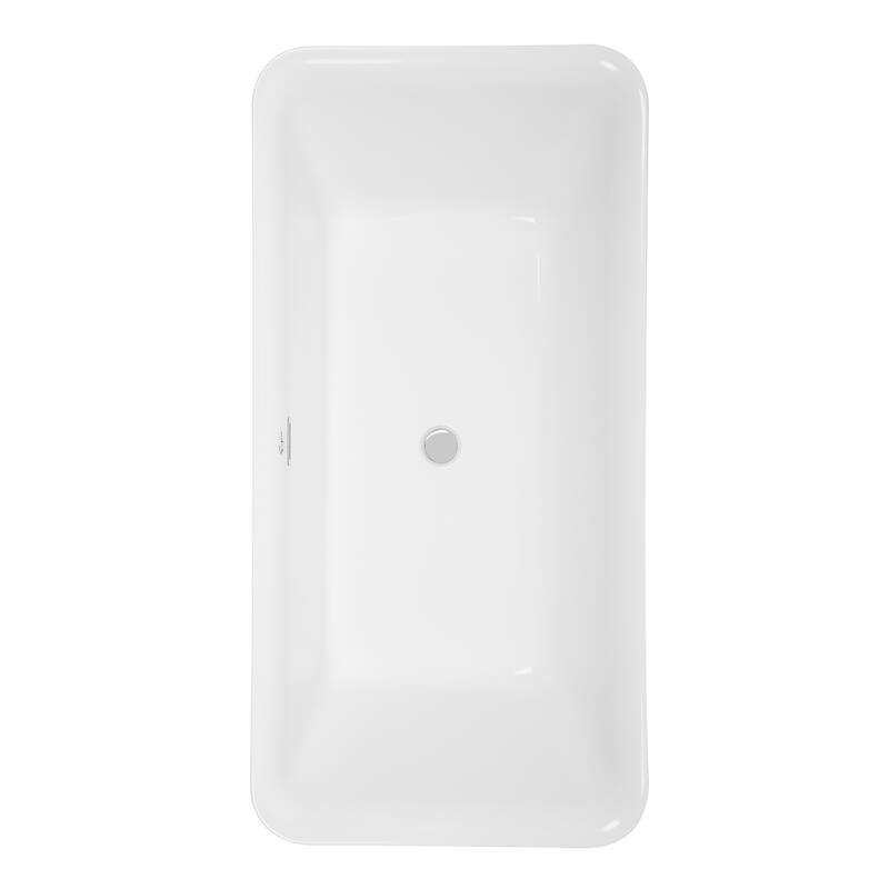 Empava 59 in Acrylic Freestanding Bathtub Soaking SPA Tub in White