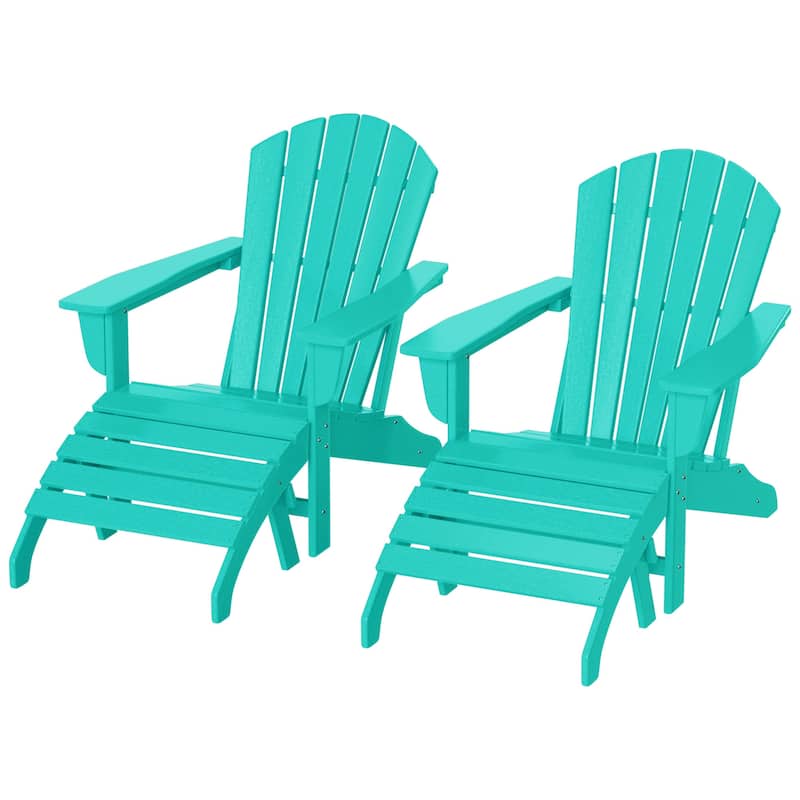 Altura Outdoor Eco-Friendly All Weather Adirondack Chairs with Ottomans (4-Piece Conversation Set)