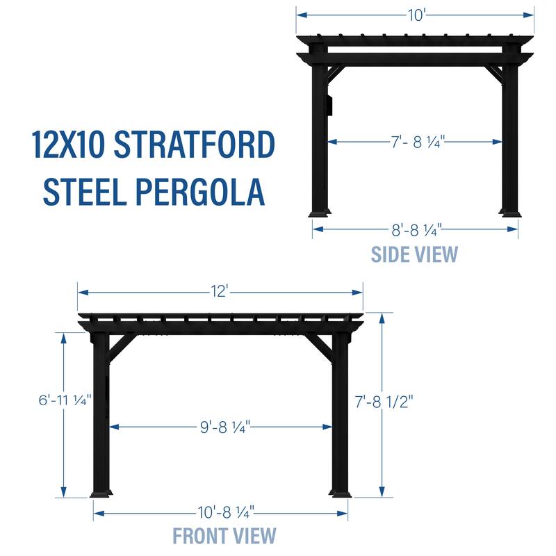 Backyard Discovery Stratford 12x10' Galvanized Steel Pergola w/ Canopy
