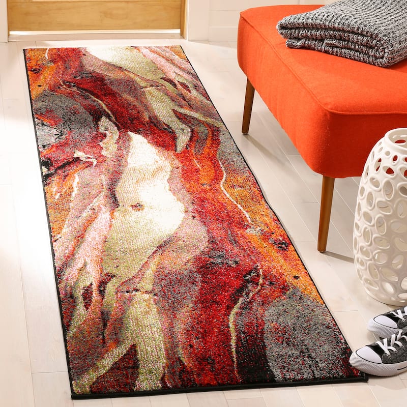 SAFAVIEH Glacier Verity Modern Abstract Area Rug - 2'3" x 14' Runner - Red/Multi