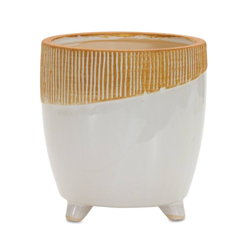 Dual Tone Ceramic Decorative Planter - 7.75"