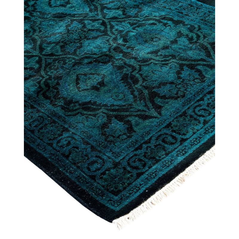 Fine Vibrance, One-of-a-Kind Hand-Knotted Runner Rug - Black, 2' 6" x 11' 9" - 2' 6" x 11' 9"