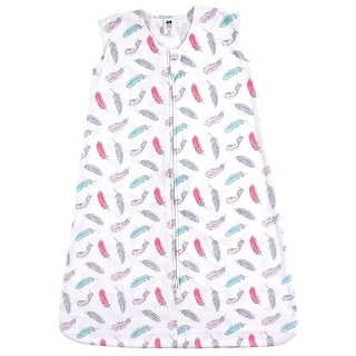 Hudson Baby Infant Girl Cotton Sleeveless Wearable Sleeping Bag, Sack, Blanket, Feathers