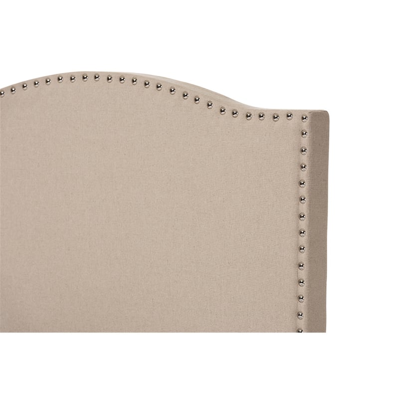 Modern Twin Bed - Upholstered Arch Platform Bed with Nailhead Detail - Linen Fabric Bedroom Furniture