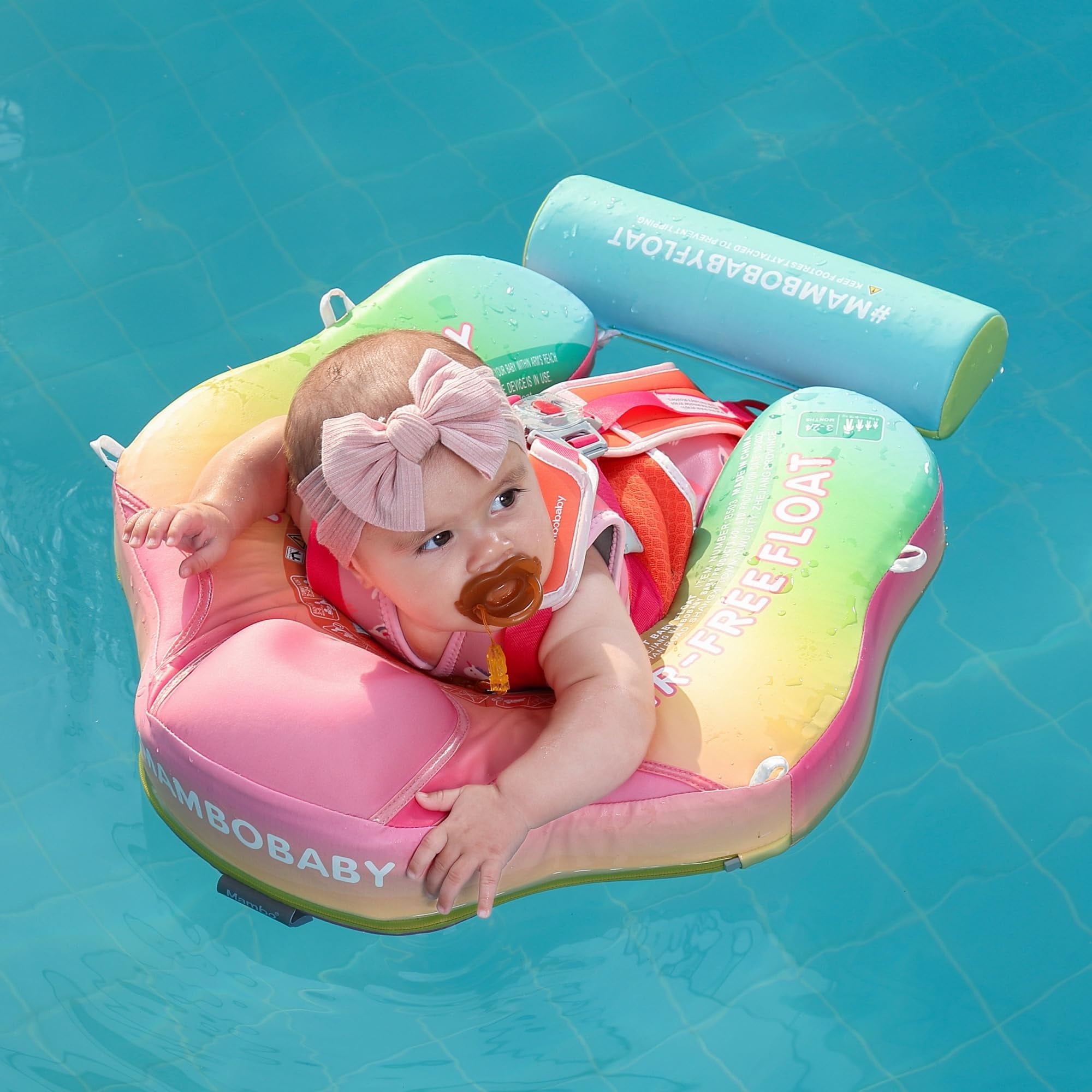 Add Tail Newest Mambobaby Baby Swim Float with Canopy Solid Pool