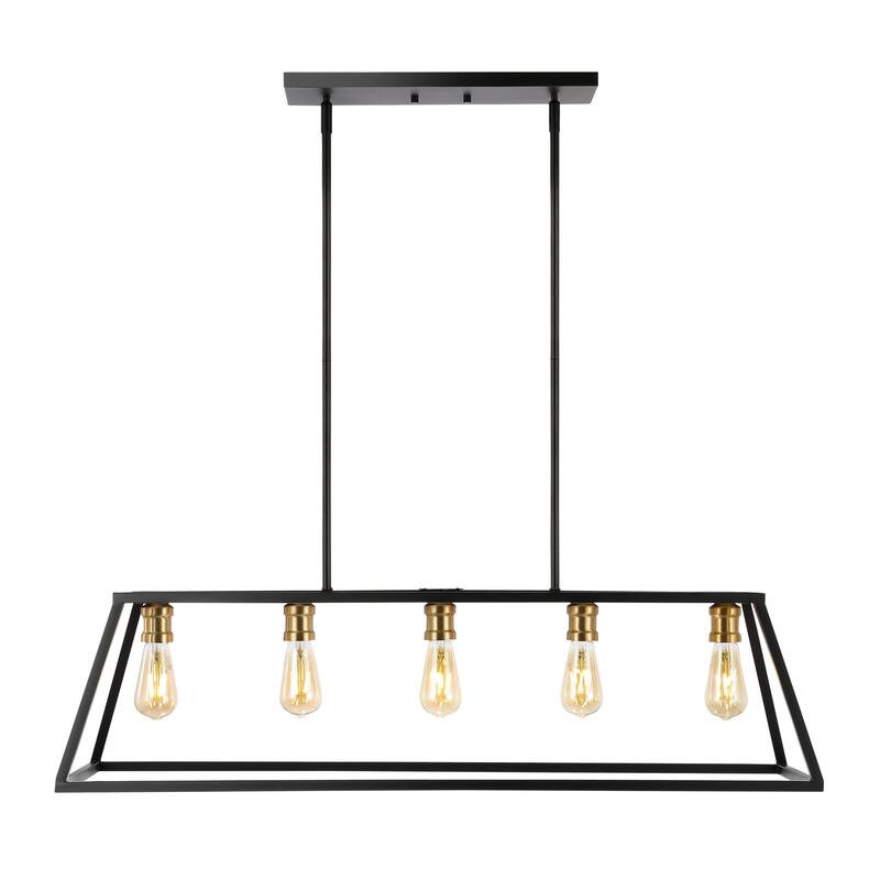 Staunton 38" 5-Light Adjustable Iron Farmhouse Vintage LED Dimmable Pendant, by JONATHAN Y