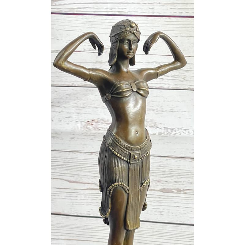 Illusion Of Virtue By Dimitri Chiparus Art Deco Bronze Sculpture Statue Belly Dancer