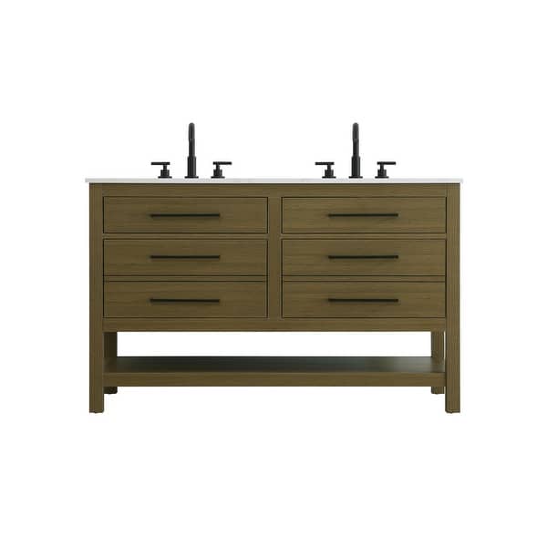slide 2 of 159, Sterling Double Bathroom Vanity Chestnut Brown - 54"