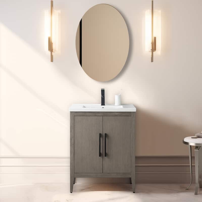 Vanity Art 20" or 24" or 30" Single Sink Bathroom Vanity Cabinet with Ceramic Top