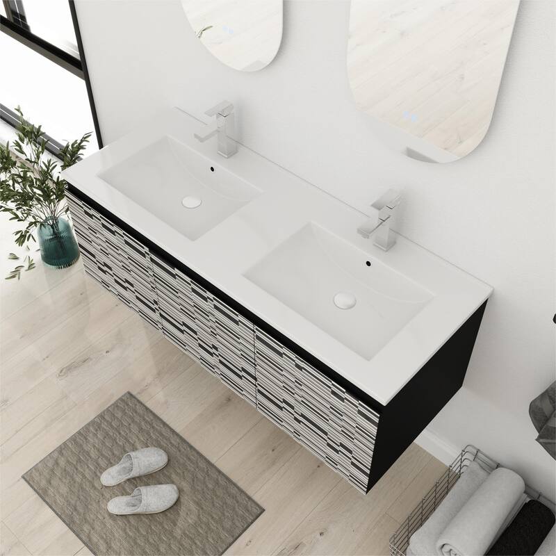 Bathroom Vanity With Sink In 24/30 Inch, Floating Bathroom Vanity with Soft Close Door