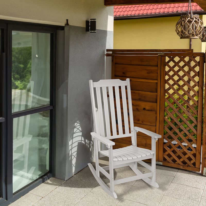 Vrakae Patio All Weather Resistant High Back Rocking Chair