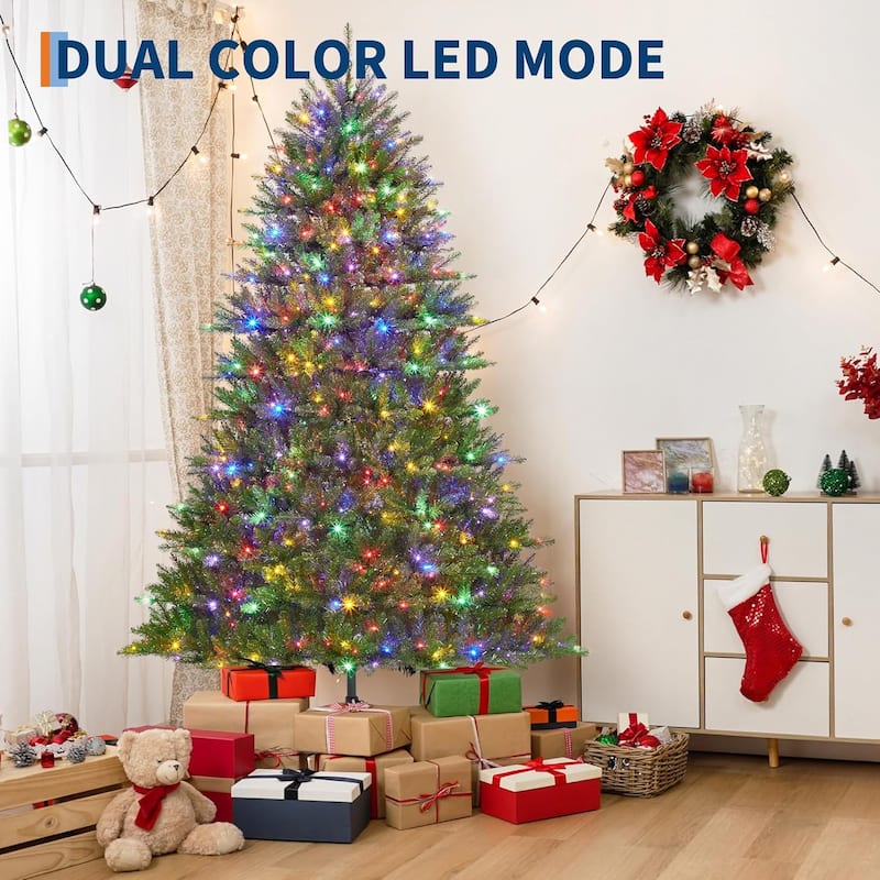 Prelit 4.5FT, Christmas Tree with 200 Lights 8 Modes Lights, Foldable Stand, On/Off Foot Pedal