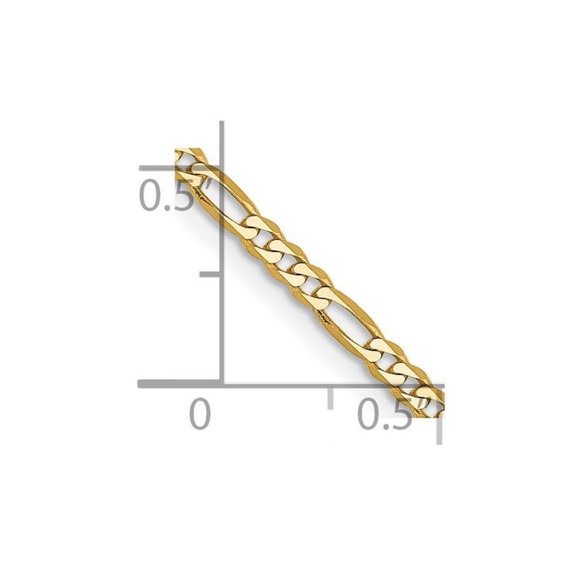 Curata 14k Yellow Gold 9" or 10" 2.25mm Flat Figaro Chain Anklet
