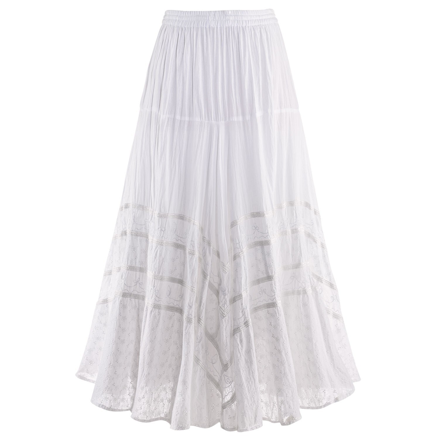 long maxi white skirt