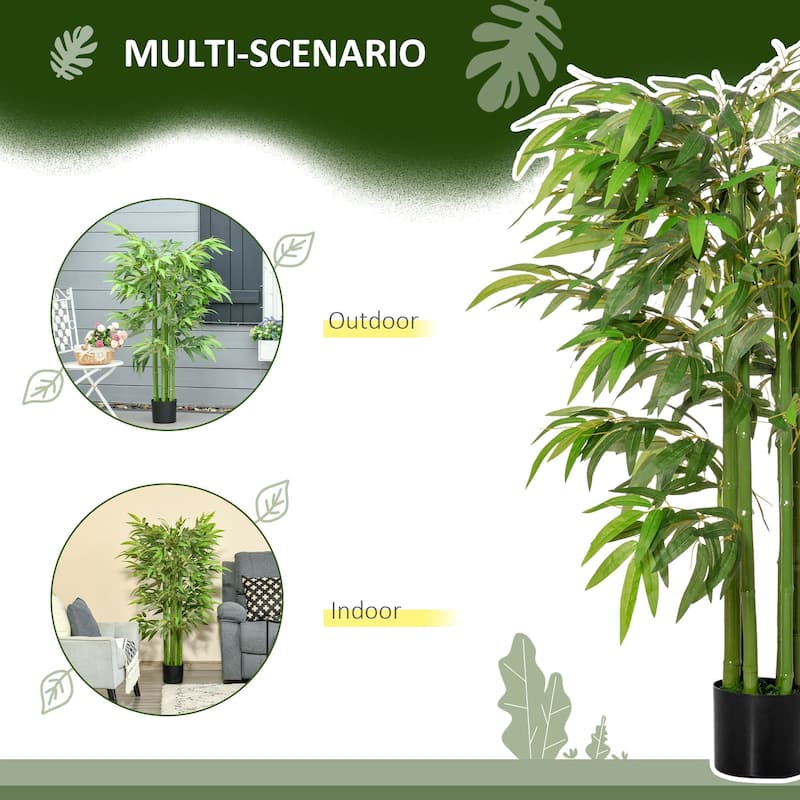 4.5FT Artificial BamBoo Tree Faux Decorative Plant in Nursery Pot For Indoor