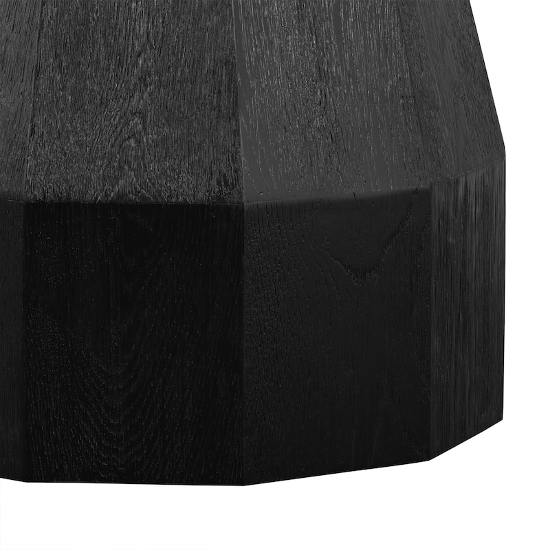 Revival Concrete and Black Oak Wood 47" Round Dining Table with Pedestal Base
