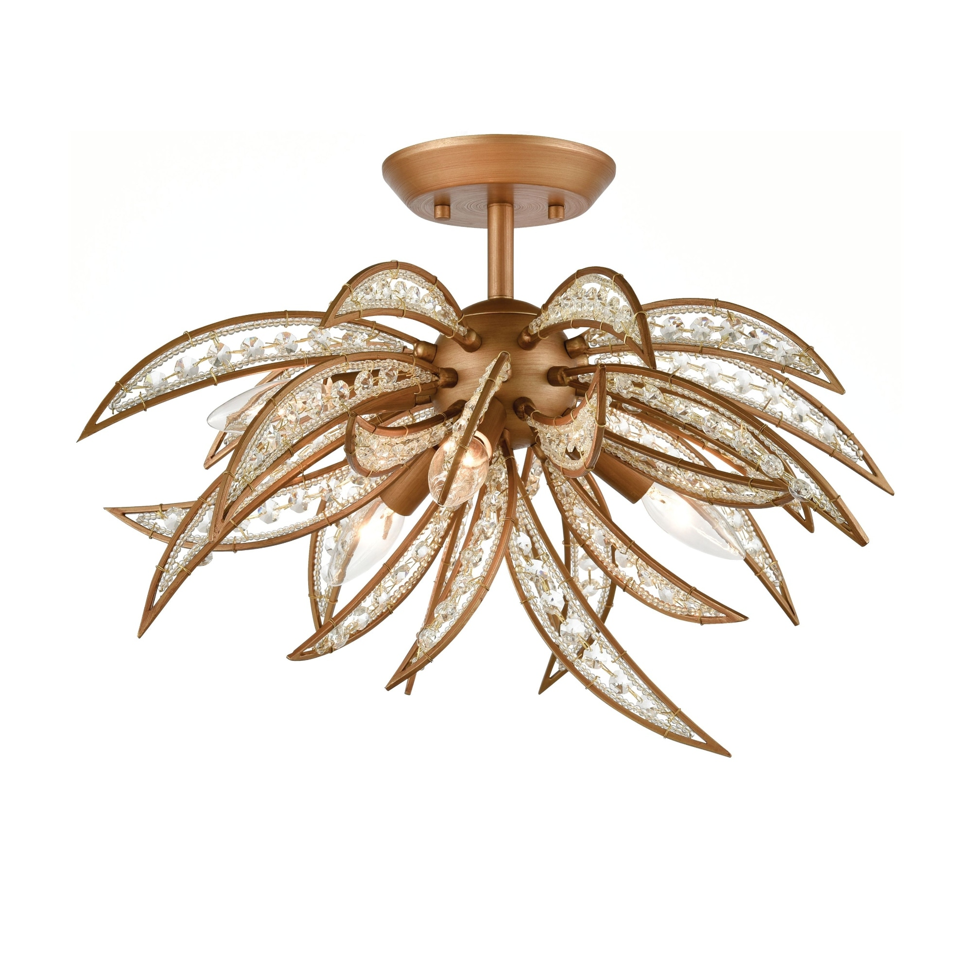 5-Light Semi Flush Mount Ceiling Light Fixture - 21" - Matte Gold