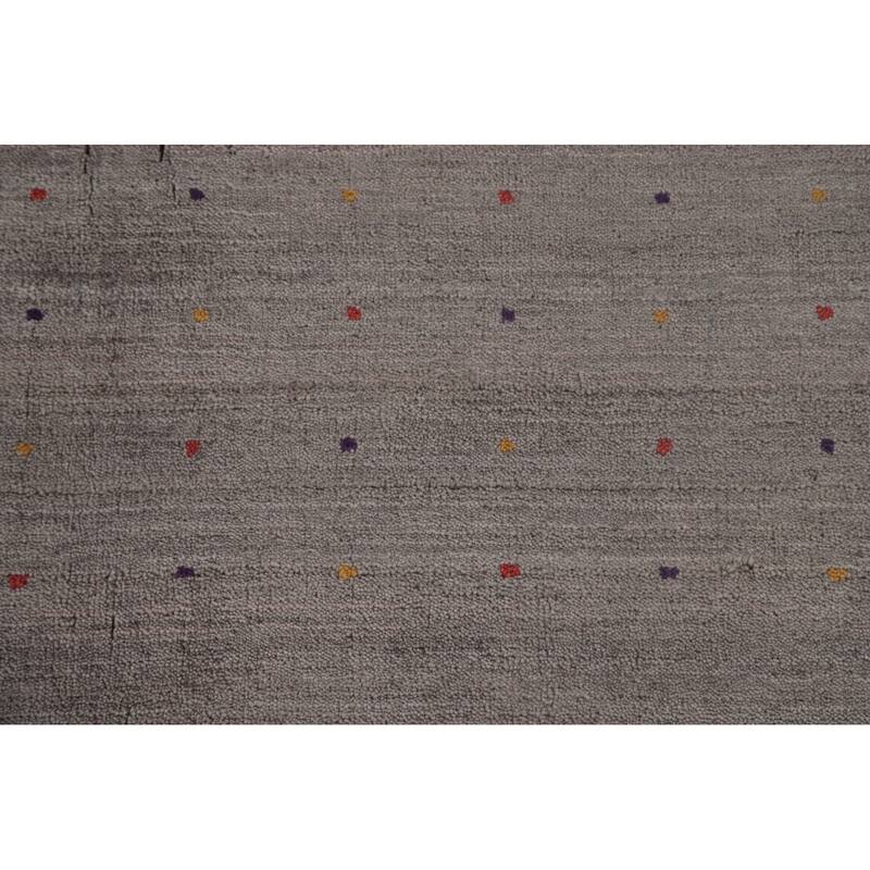 Gabbeh Oriental Area Rug Handmade Beige / Ivory Silk Carpet - 7'7"x 9'9"
