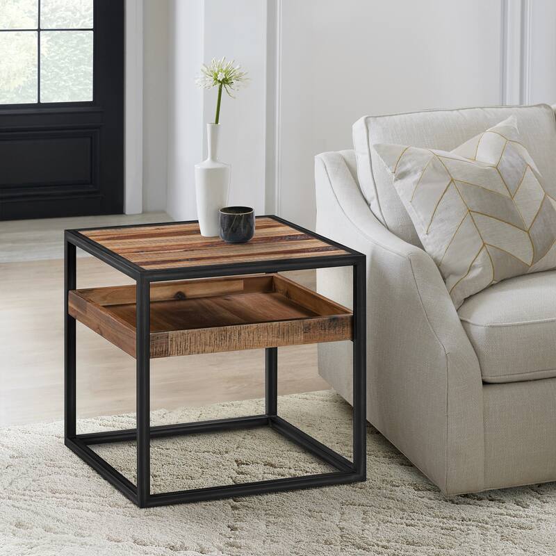 Ludgate 18" Modern Farmhouse Solid Acacia Wood Square End Table - Wood/Acacia