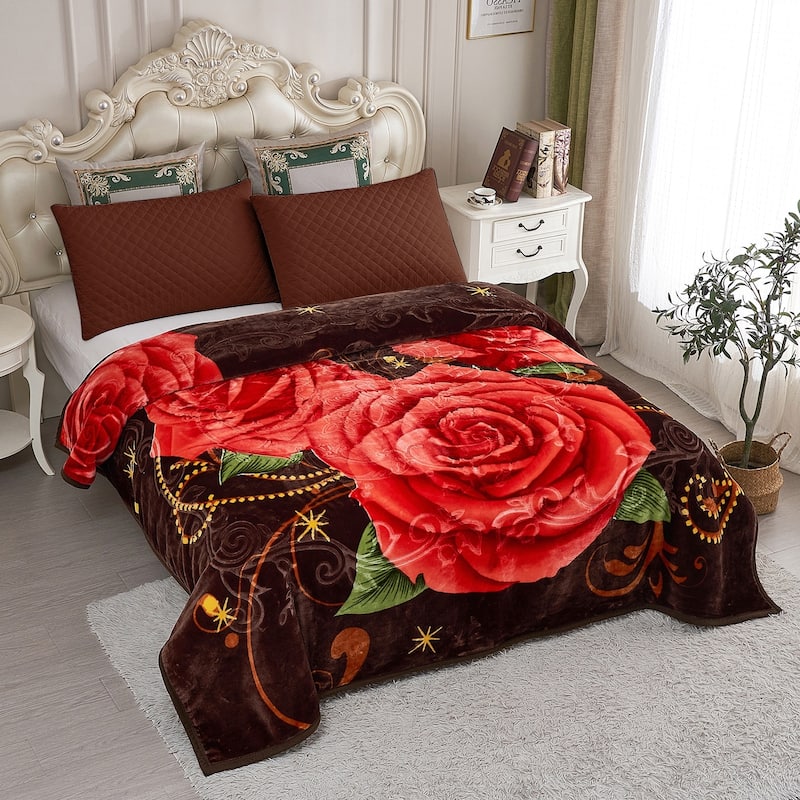 Raschel A&B Printed 2-ply Reversible Korean-style Plush Fleece Blanket