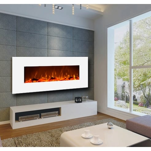 Shop Touchstone 80002 Ivory White 50 Inch Wall Mounted Electric Fireplace Ivory White Overstock 15320760
