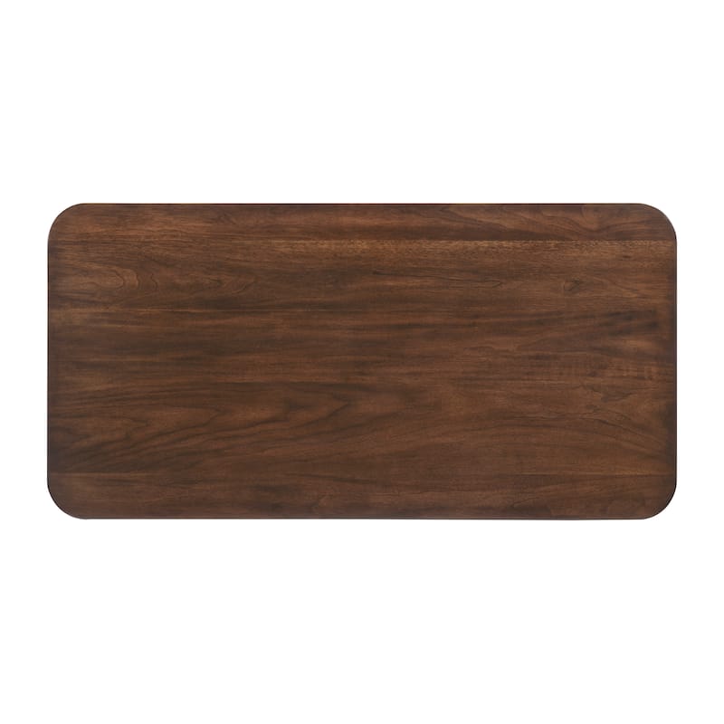 1pc Storage Cocktail Table Tambour Doors 2x Shelves - Walnut