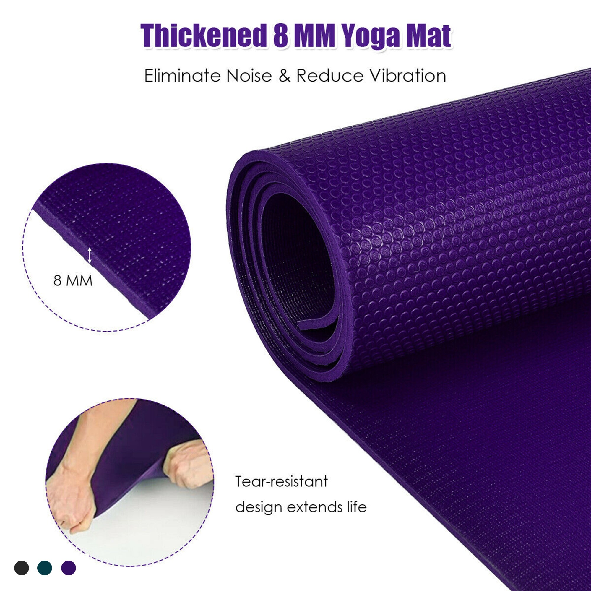 7' x 5' x 8mm Extra Thick & Comfortable Purple Premium Extra Large Yoga Mat 