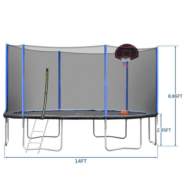 Merax 14FT Trampoline with Basketball Hoop Inflator and Ladder Bed