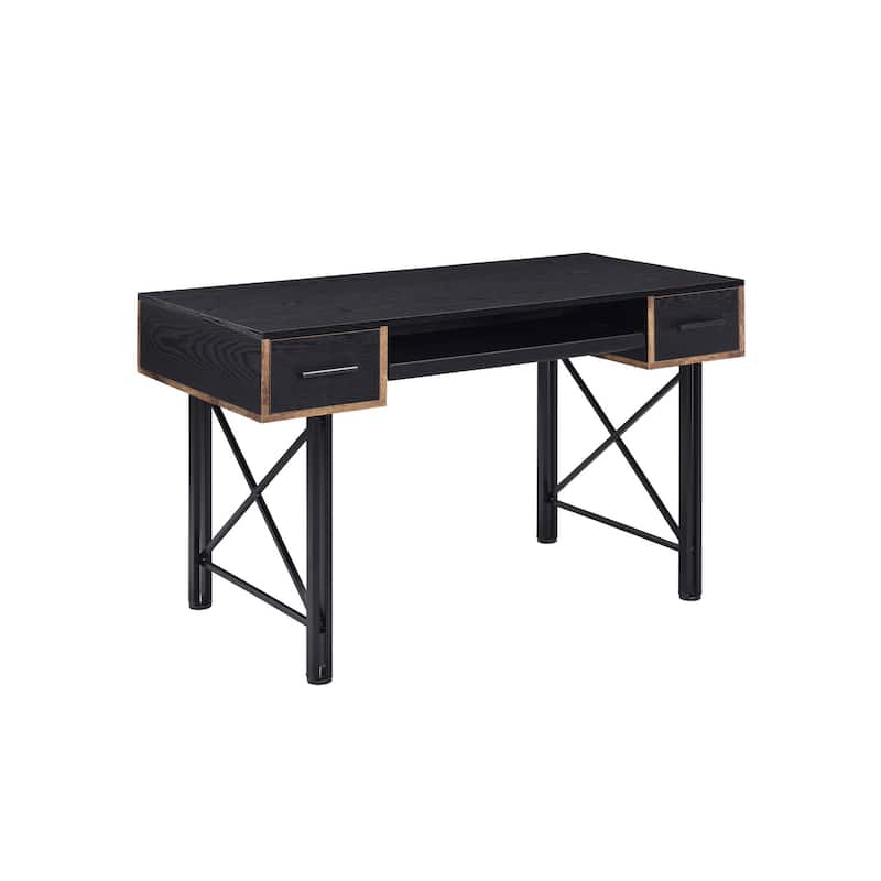 47" Black Computer Desk With Two Drawers