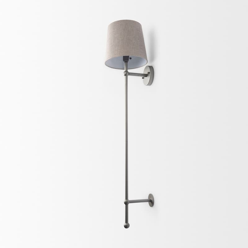 Chester Grey Metal & Beige Fabric Shade Wall Sconce