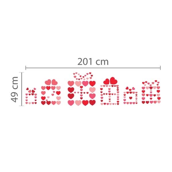 dimension image slide 1 of 2, Walplus Minimal Colorful Hearts Wall Sticker Decal DIY Art Home Decor