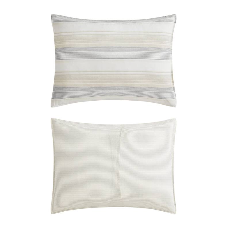 Tommy Bahama Canal Island Stripe Cotton Reversible Comforter (Grey, 3 Piece)