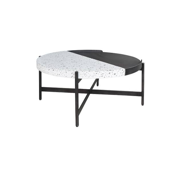 Shop Modrest Gemini Modern White Terrazzo Concrete Black Metal Coffee Table Overstock 28425313